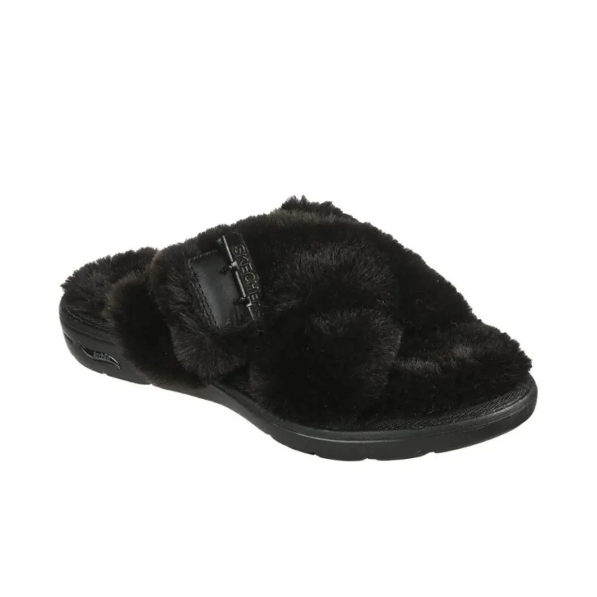 Skechers Women's 175104 Arch Fit Lounge- First Rate Black Slide Sandals Sandals For Arch Support