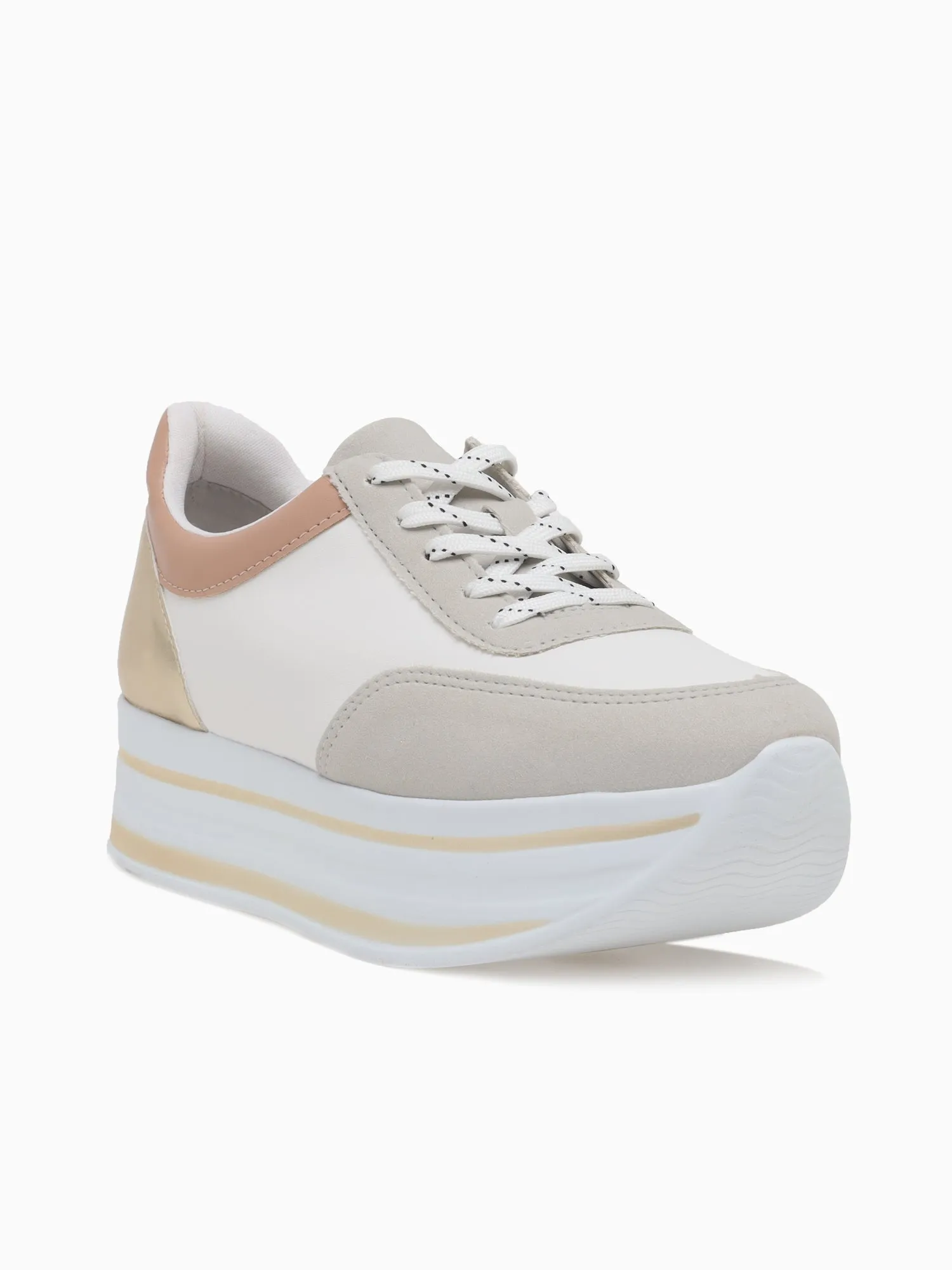 Steff 5254211491 Ltgold White Most Stylish Casual Shoes