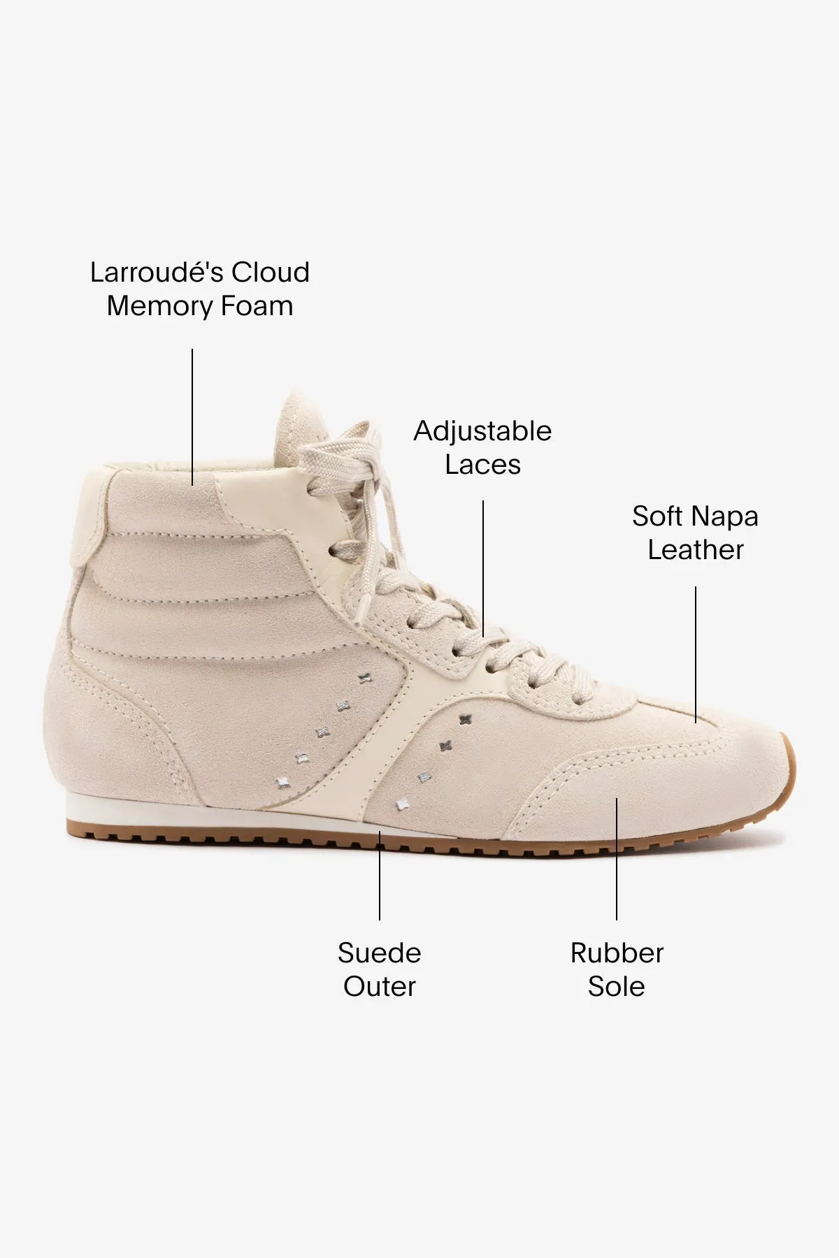 Casual Lotto Shoes Stella Mid Sneaker In Mushroom Grey Suede and Ivory Leather