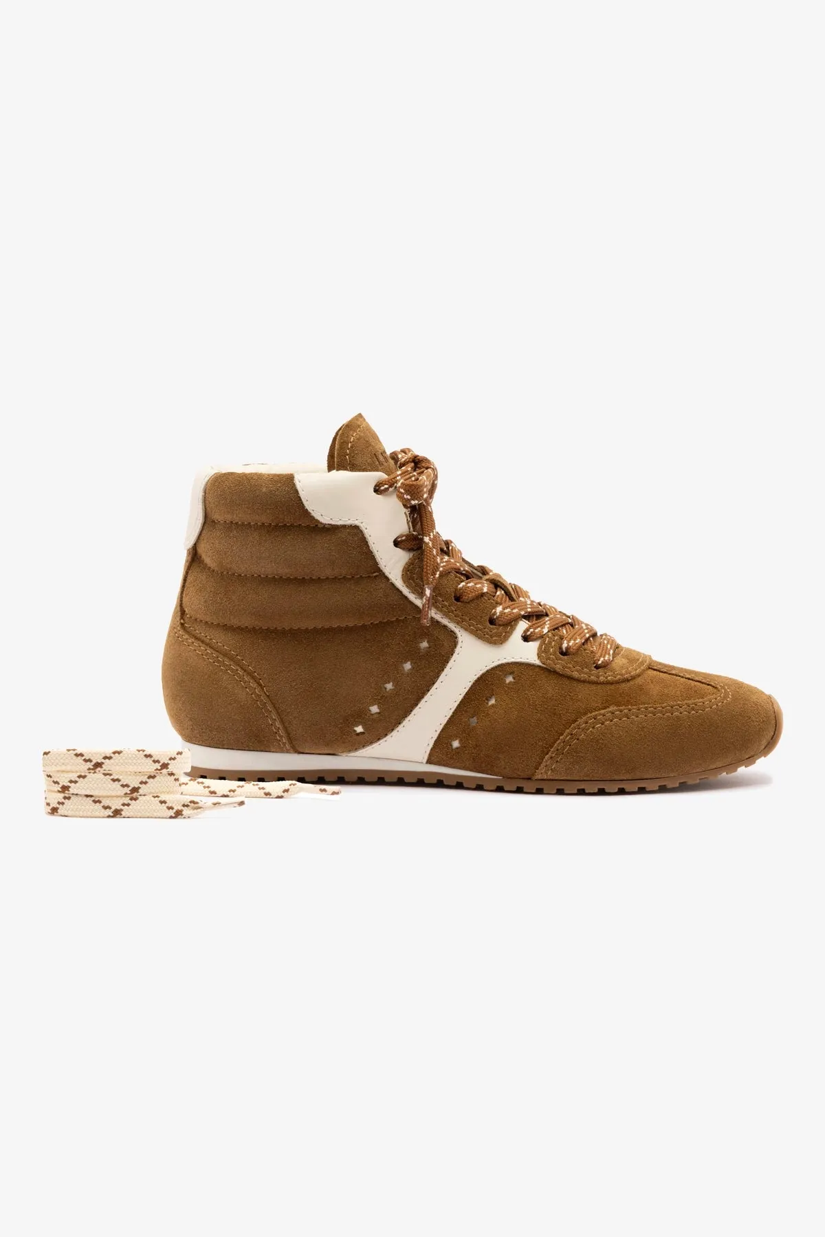 Casual Shoes Oxford Stella Mid Sneaker In Russet Suede and Ivory Leather