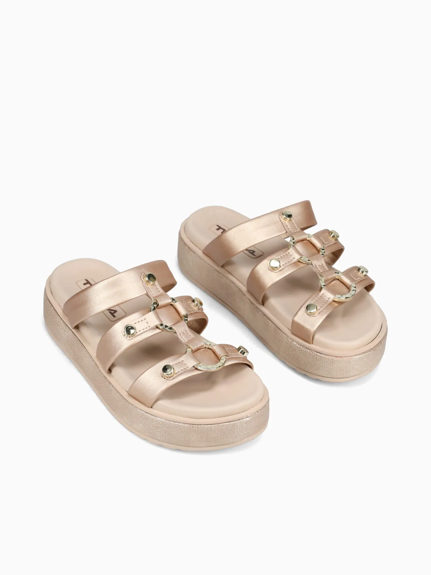 Casual Shoes With Leather Soles Iraida Golden Metal