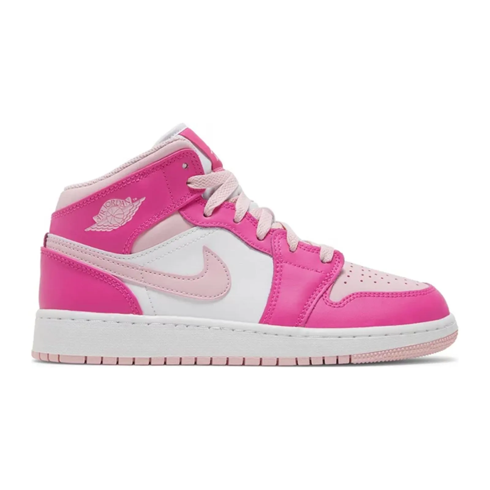 Air Jordan 1 Mid (GS), Fierce Pink Sneakers Breathable Mesh Casual Shoe