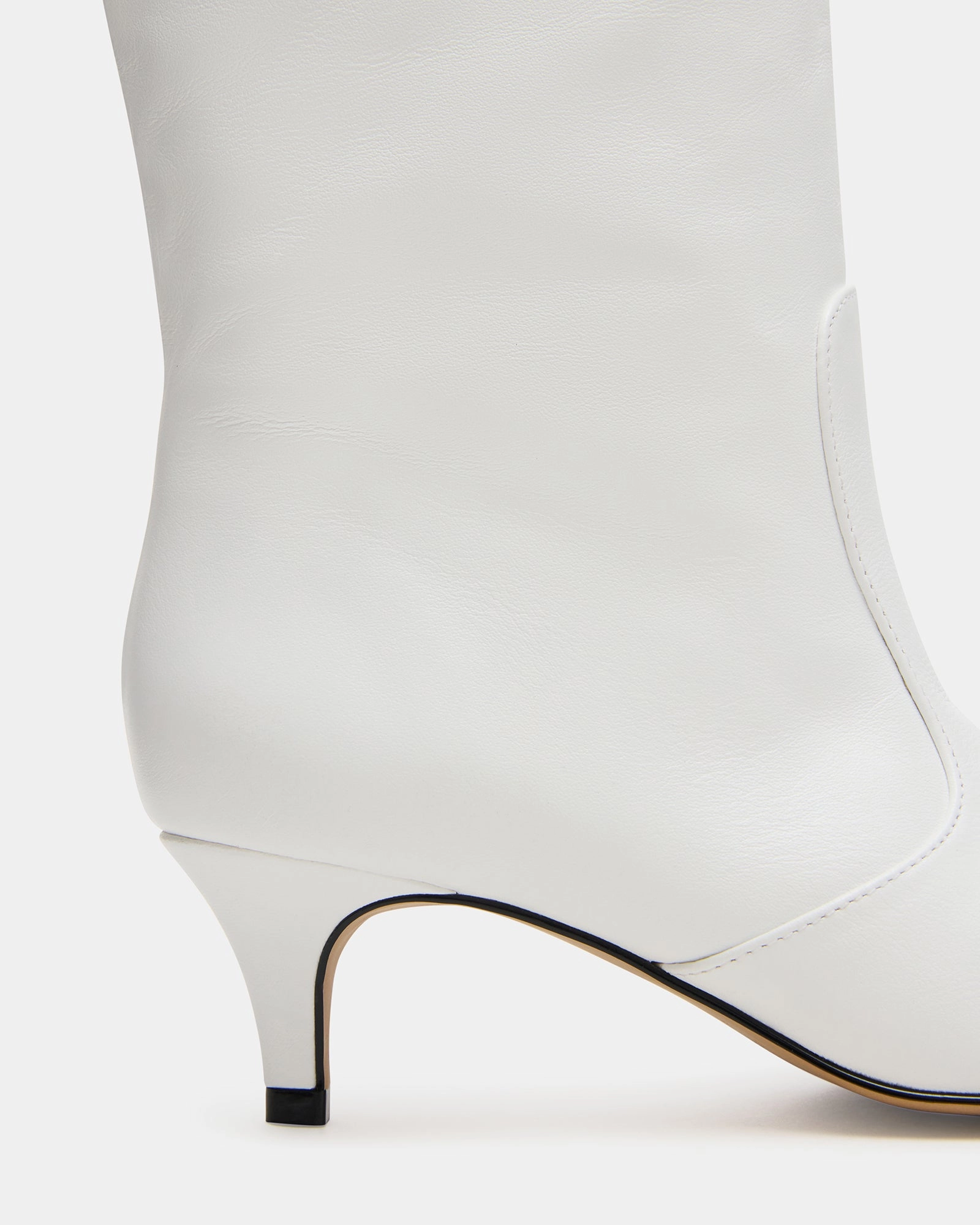 LANDER WHITE LEATHER Low Heel Knee High Boots Leather