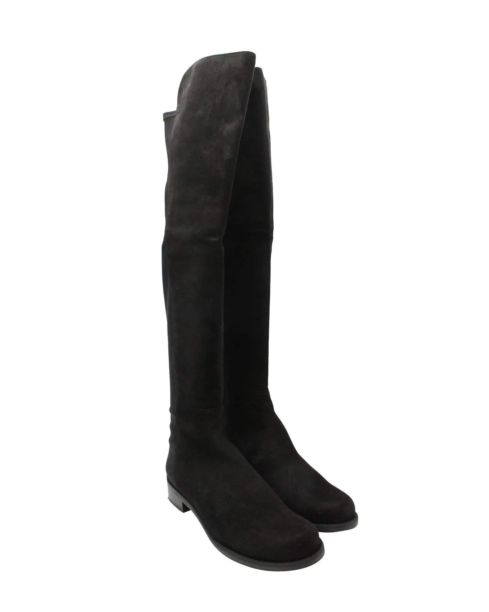 Stuart Weitzman 5050 Stretch Knee Boots in Black Suede High Quality Boots