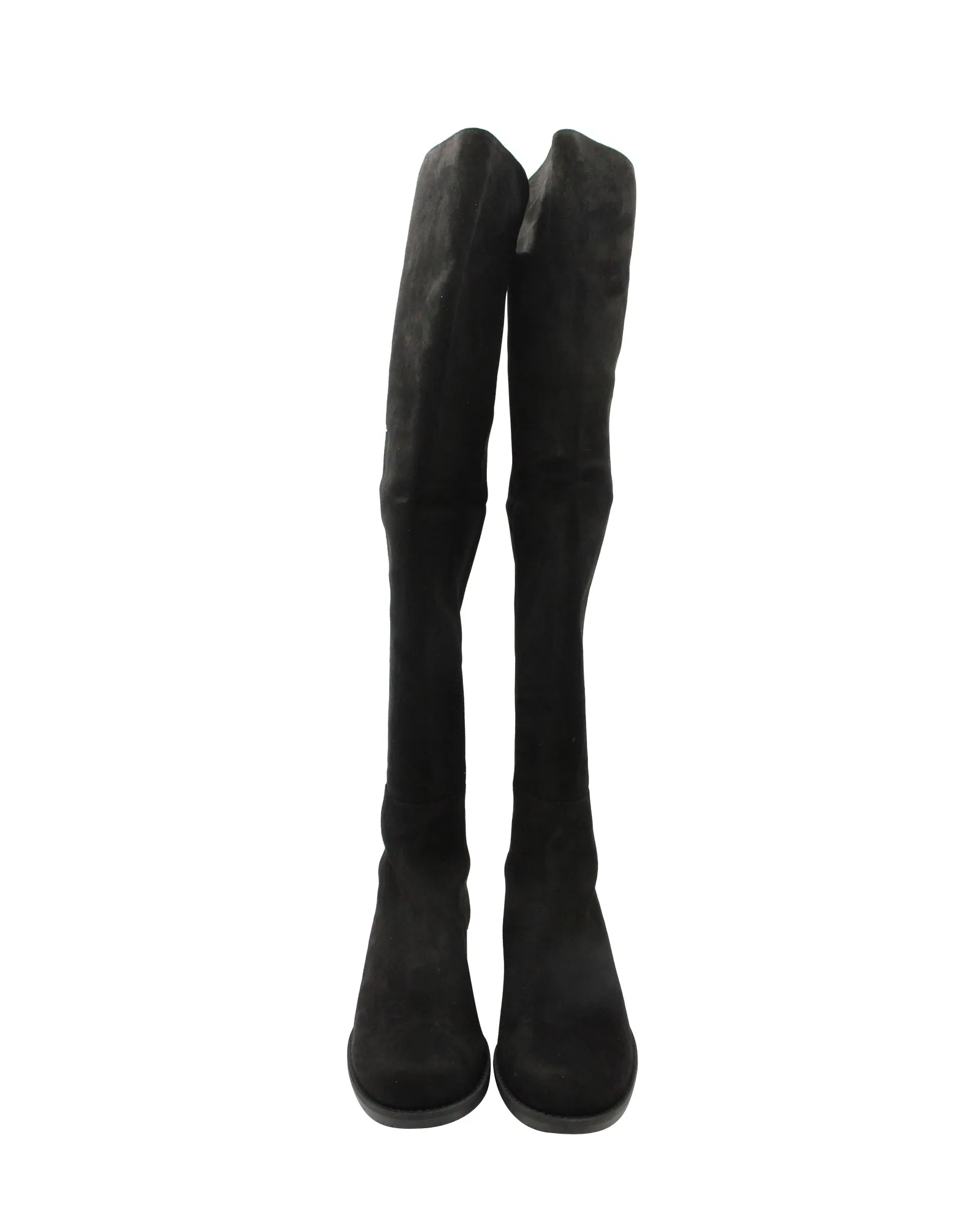 Stuart Weitzman 5050 Stretch Knee Boots in Black Suede Knee High Boots Skirt