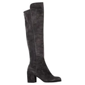 Steel Shank Work Boots Stuart Weitzman Block-Heel Knee-High Boots in Grey Suede