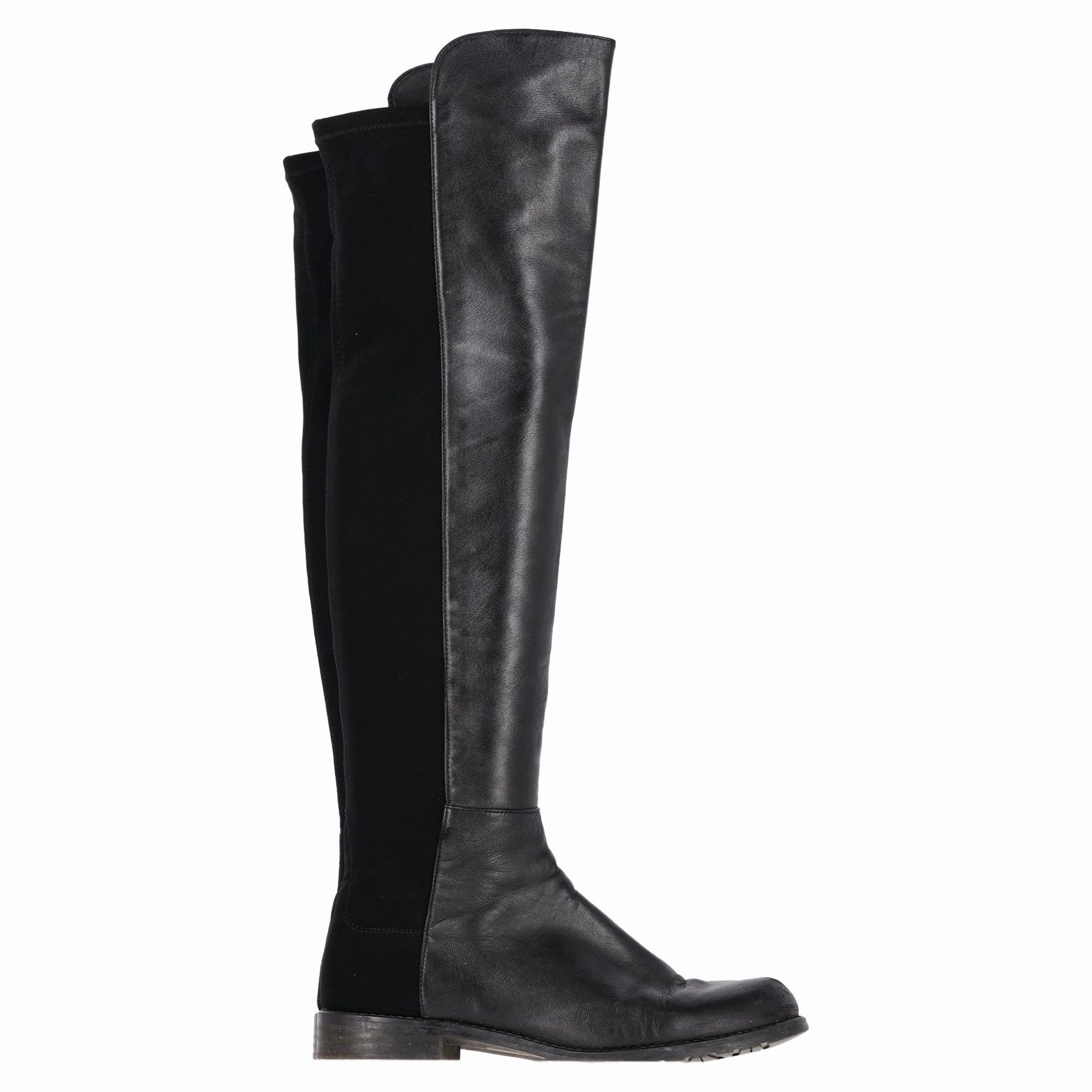 Stuart Weitzman 5050 Knee-High Boots in Black Calfskin Leather and Suede Boots On The Ground Tutorial