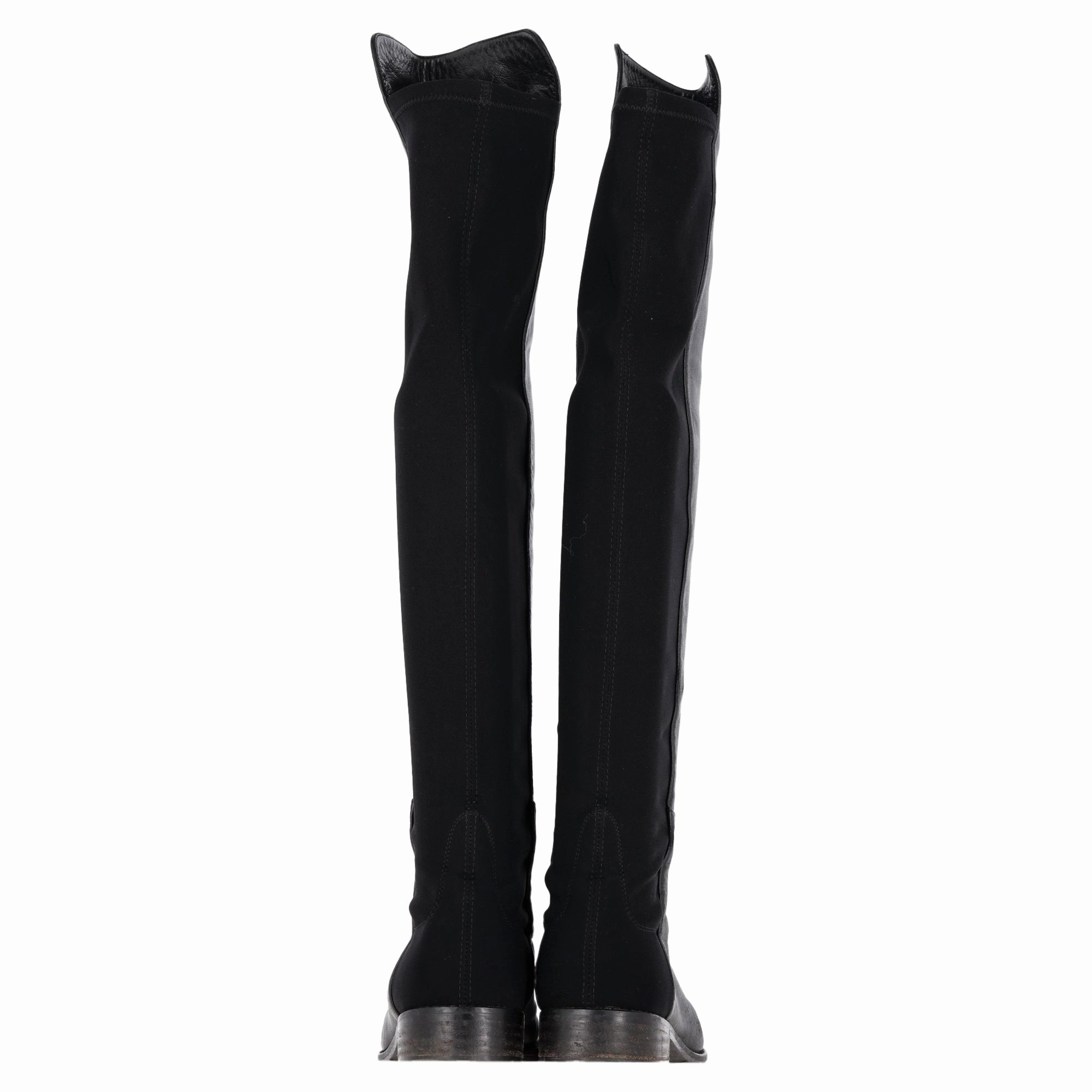 Polo Boots Stuart Weitzman 5050 Knee-High Boots in Black Calfskin Leather and Suede