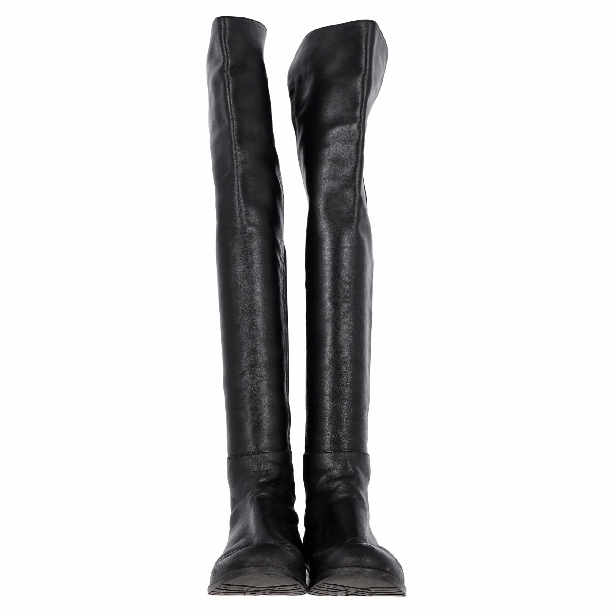 Grant Stone Boots Stuart Weitzman 5050 Knee-High Boots in Black Calfskin Leather and Suede