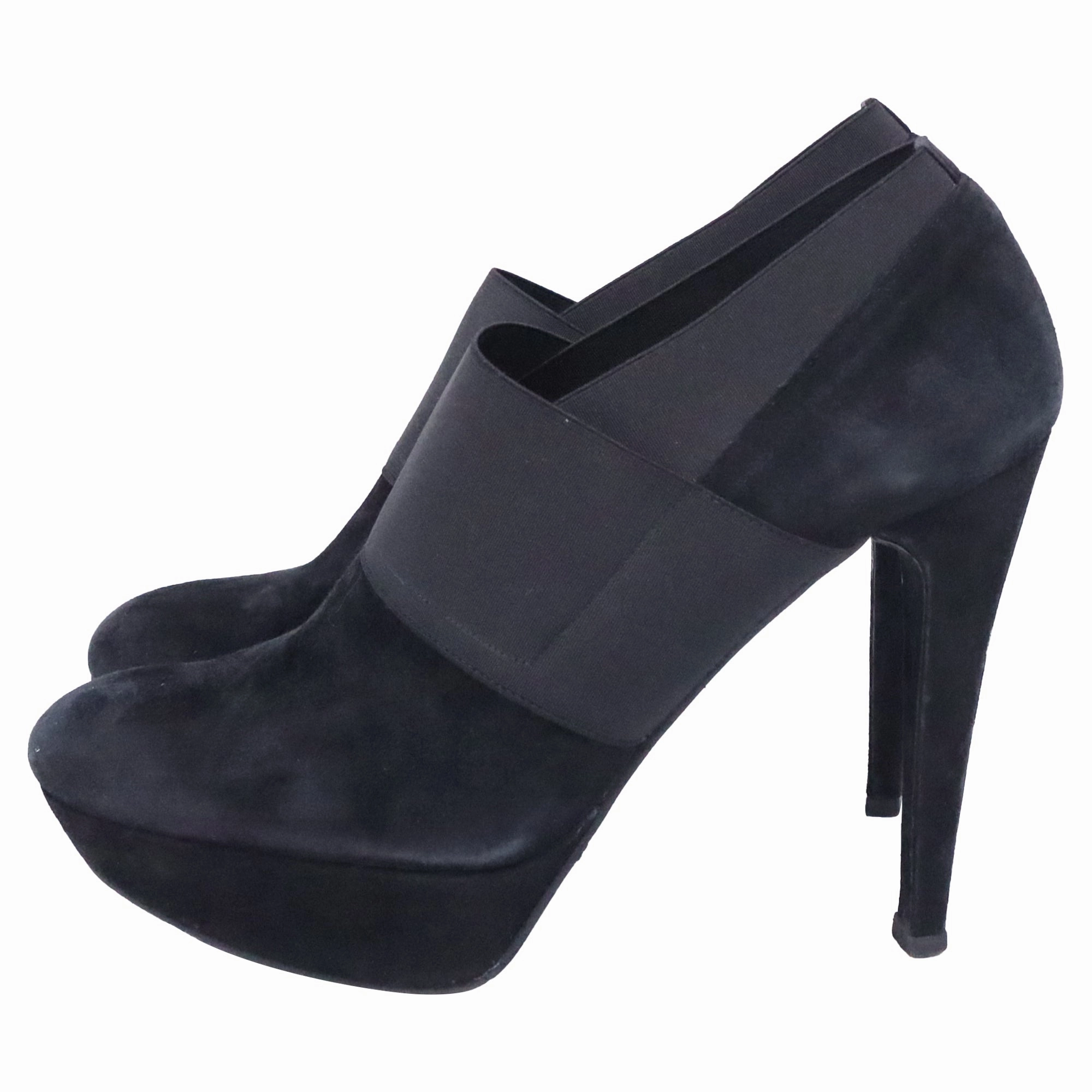 Cheap Cowboy Boots Stuart Weitzman Kilgore Elastic Strap Platform Ankle Boots in Black Suede