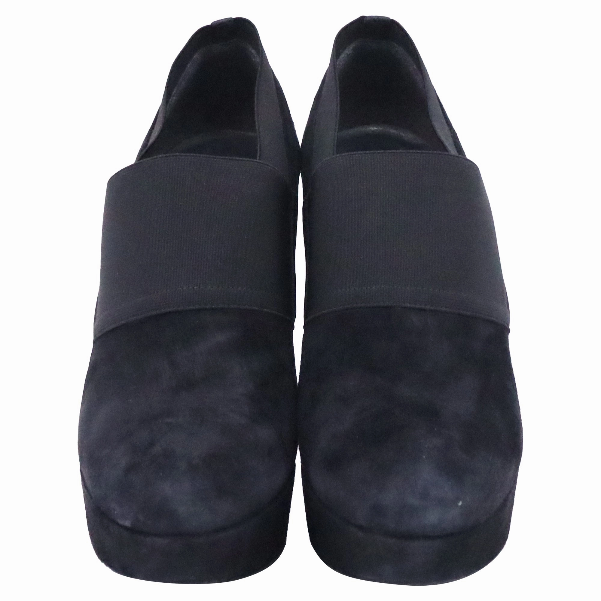 Stuart Weitzman Kilgore Elastic Strap Platform Ankle Boots in Black Suede Sun Boots