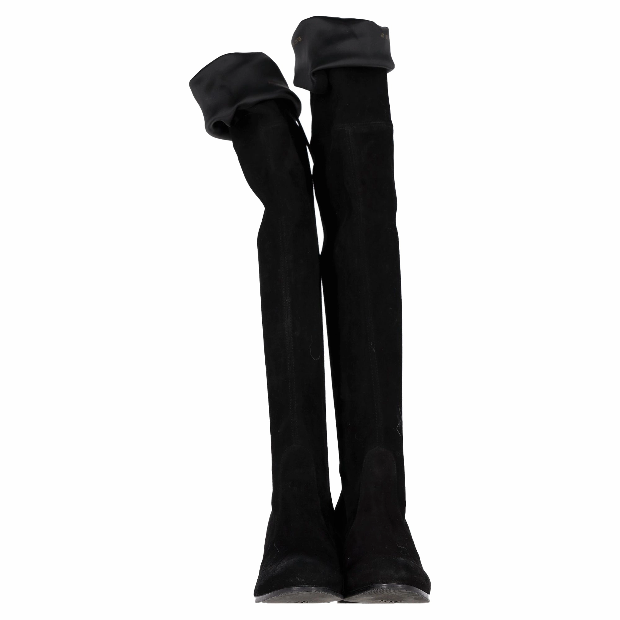 Stuart Weitzman Knee High Boots in Black Suede Narrow Calf Boots