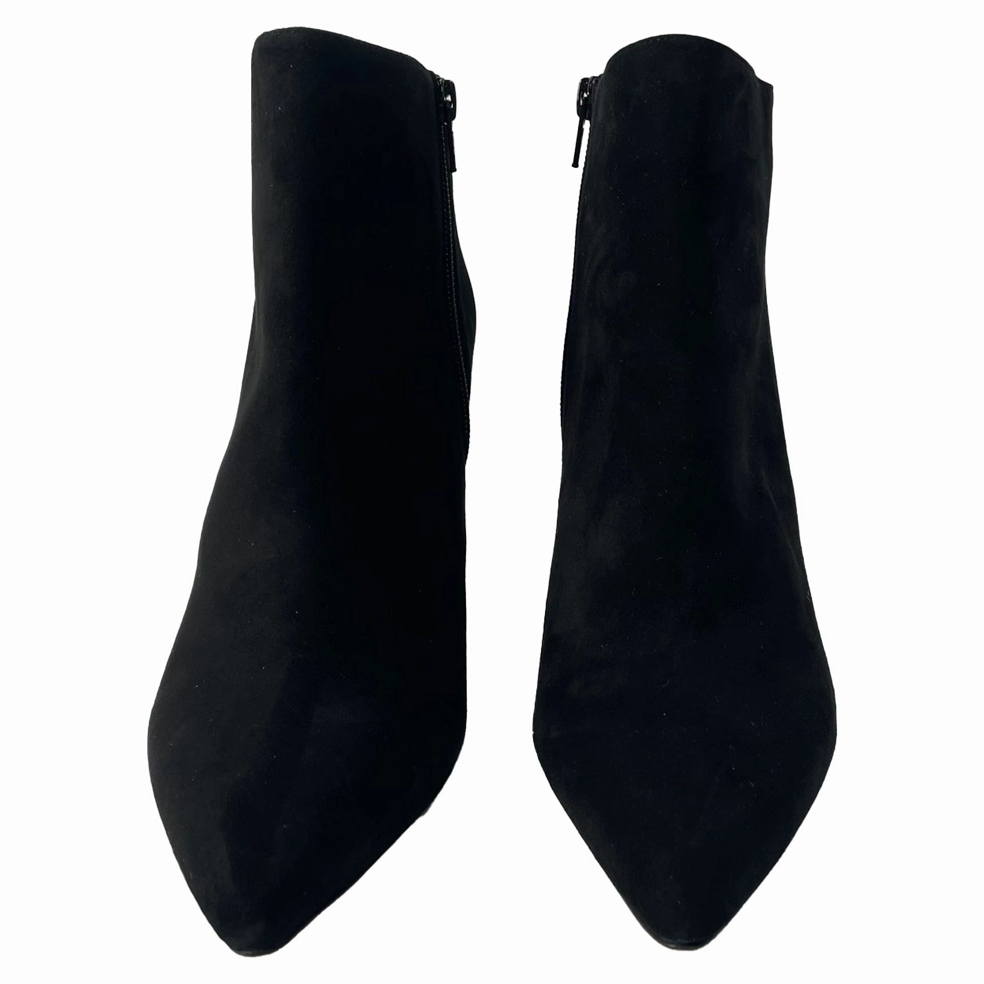 Rough Out Cowboy Boots Stuart Weitzman Pointed Block-Heeled Ankle Boots in Black Suede