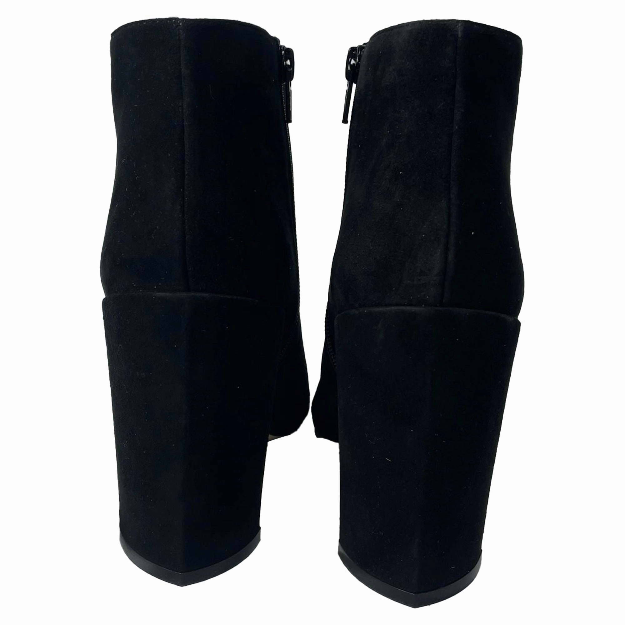 Stuart Weitzman Pointed Block-Heeled Ankle Boots in Black Suede Pendleton Rain Boots