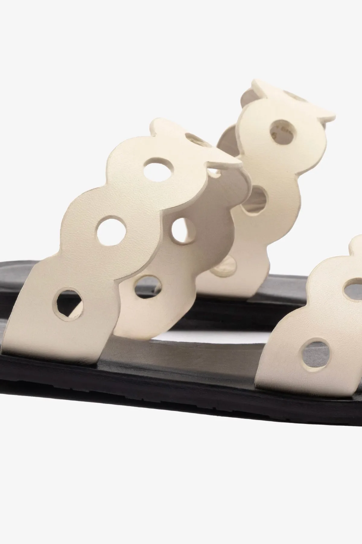 Florence Flat Mule In Ivory Leather Unique Casual Shoes