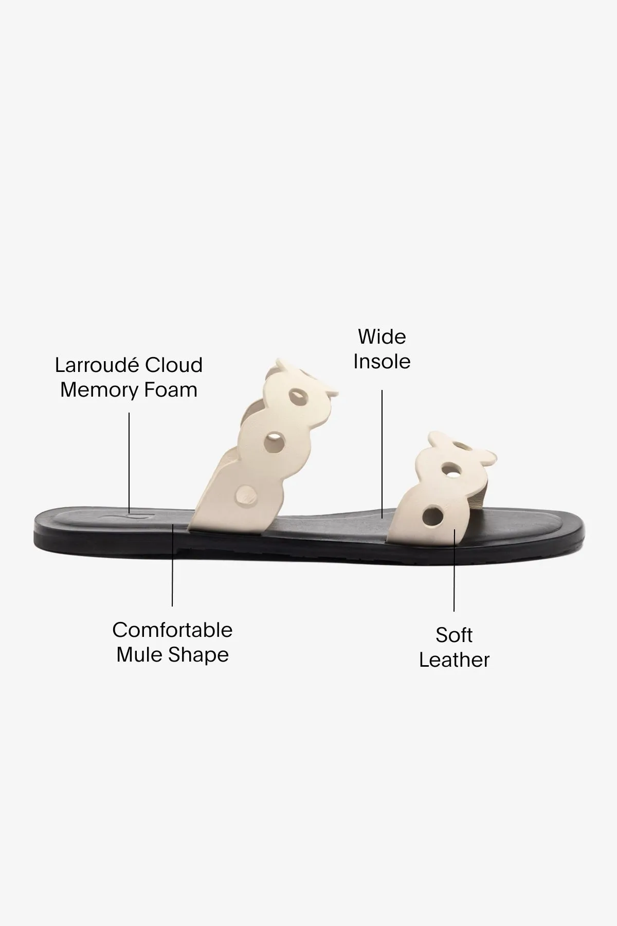 Casual Fountain Hills Florence Flat Mule In Ivory Leather