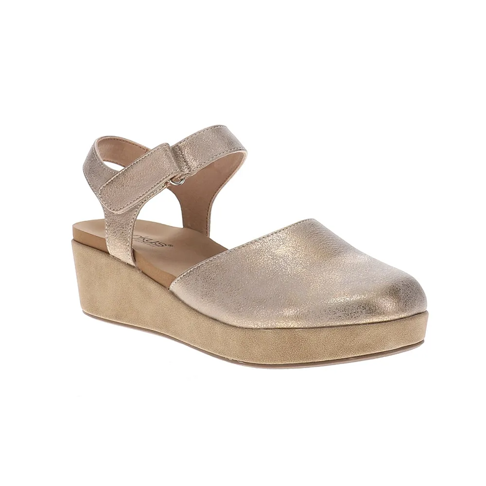 All In Closed Toe Metallic Wedge Sandals Casual Slip On Shoe