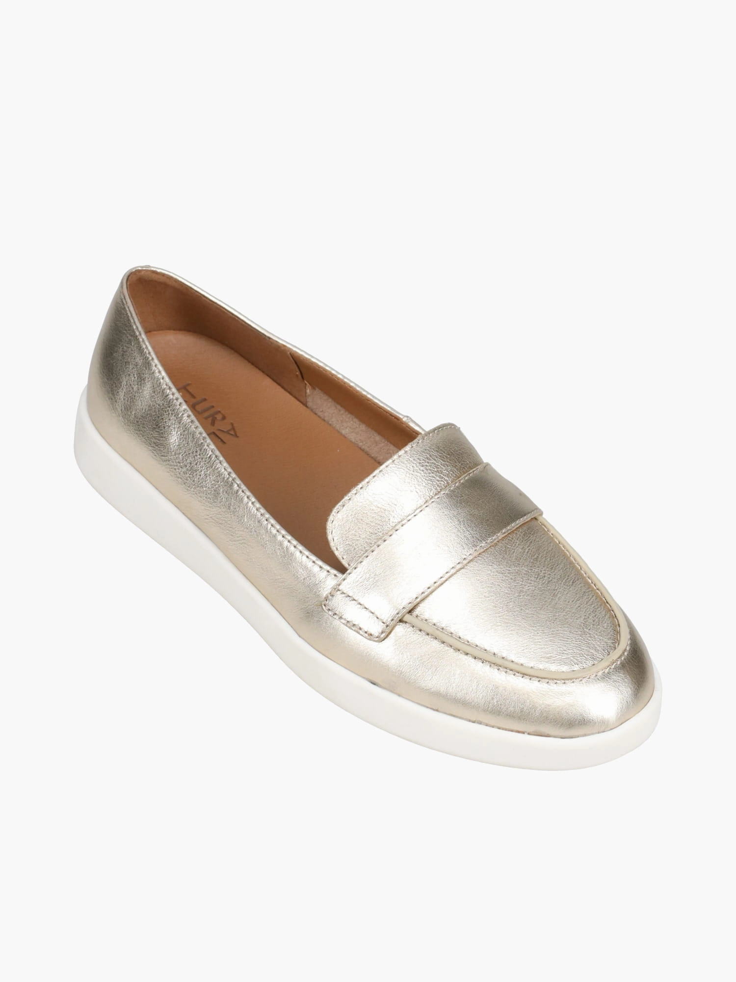 Karis Dark Gold Leather Steel Toe Casual Shoes