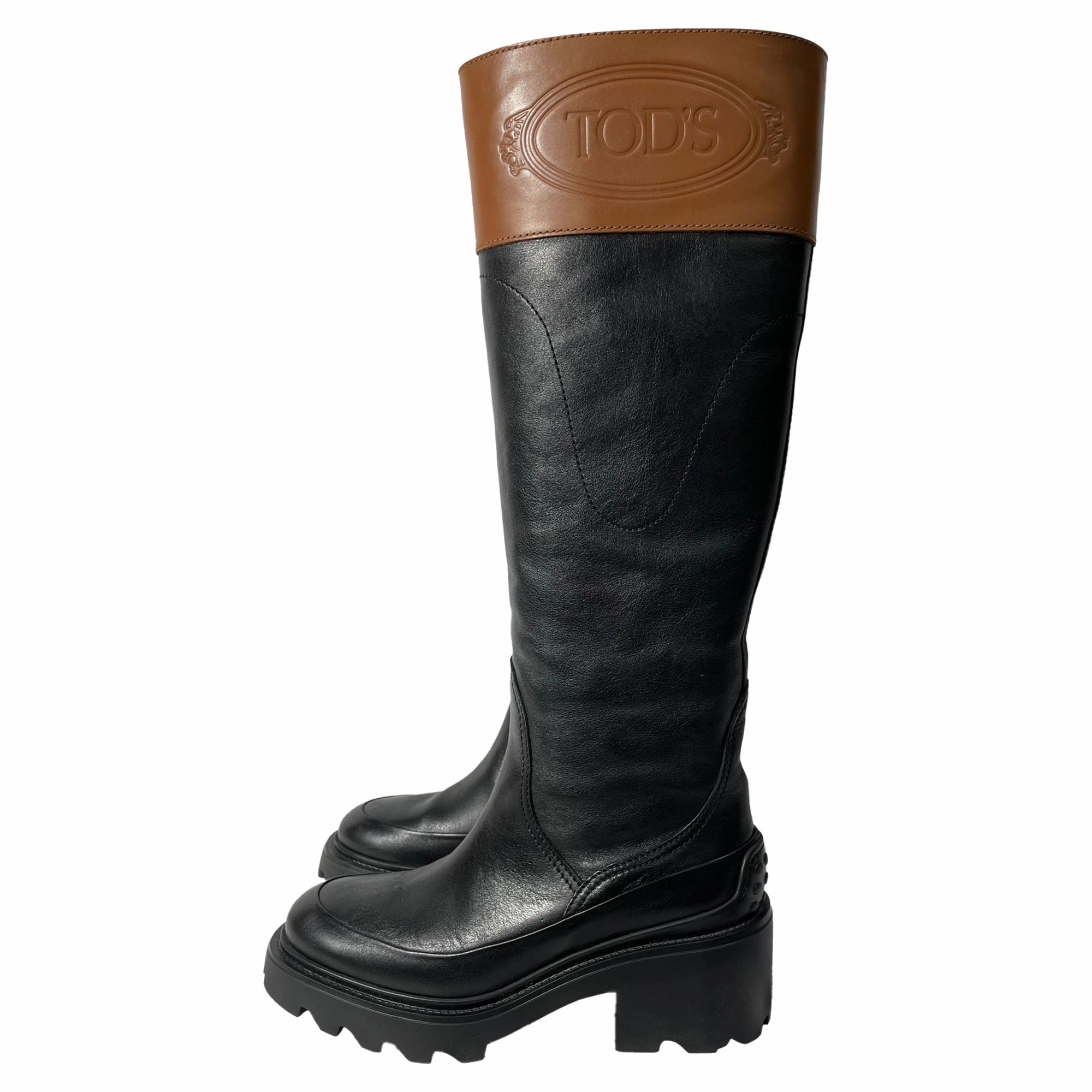 Wing Boots Iron Rangers Tod's Two-Tone Knee Boots in Black Leather