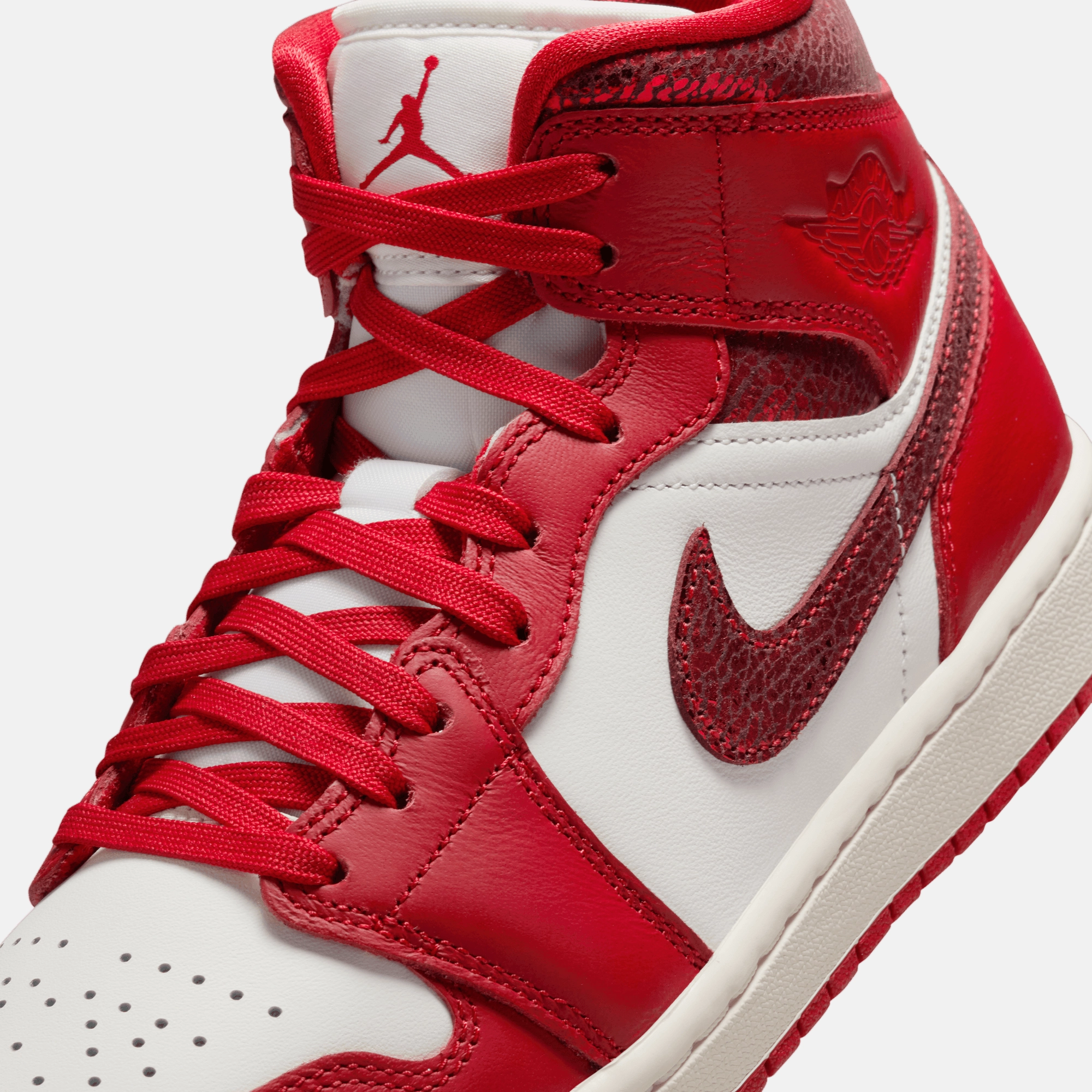 Best Shoes For Dress And Casual Air Jordan Women's 1 Mid Red Cracked Leather
