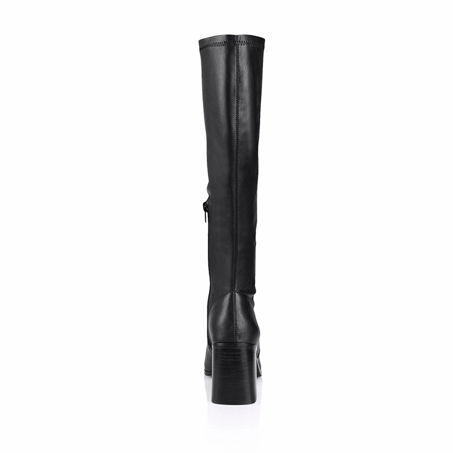 Boots With Kitten Heels Linden Knee High Boots - Black Smooth