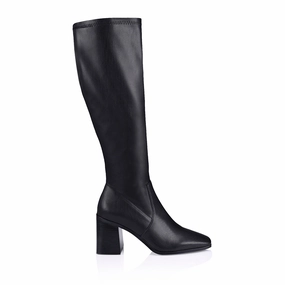 Green Leather Boots Linden Knee High Boots - Black Smooth
