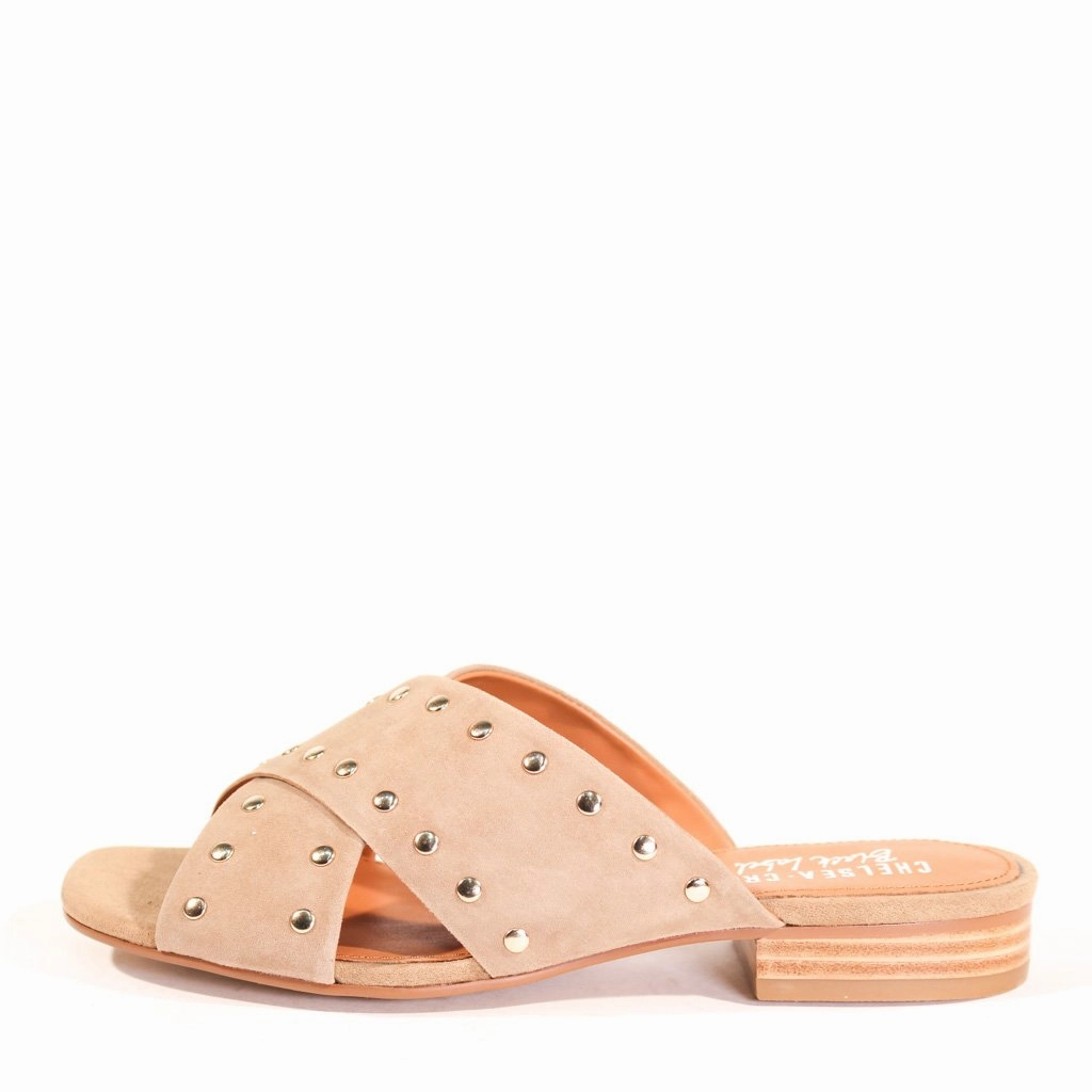 Olympia Suede Mules Sandals Low Heel