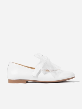 Formal Dress With Casual Shoes Andanines Girls Bow Shoes in White