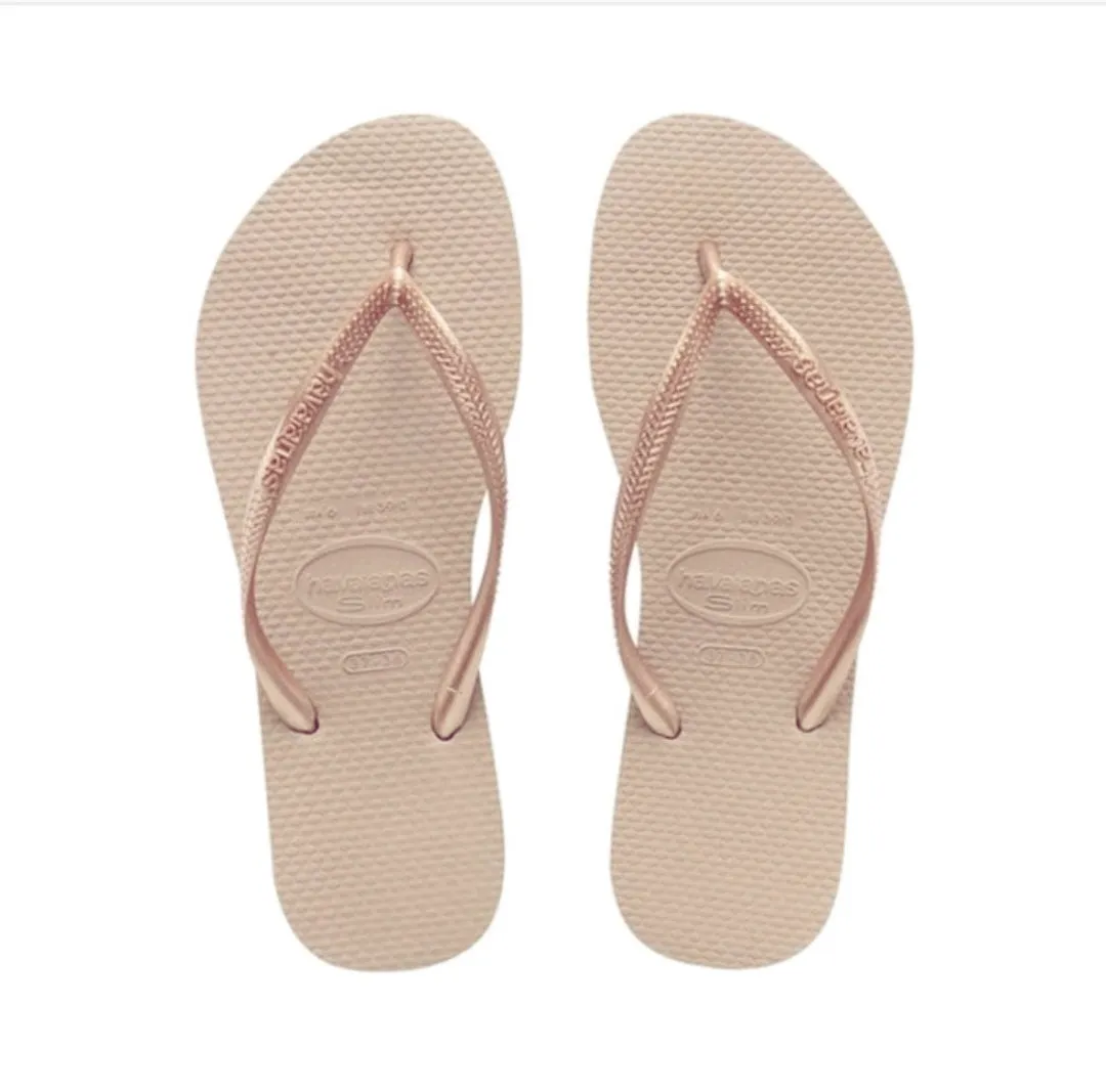 Women's Havaianas Slim (Rose Gold) White Casual Shoes Leather