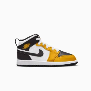 Kid's Air Jordan 1 Mid "Yellow Ochre" Pre School Sneakers Wedge Heel