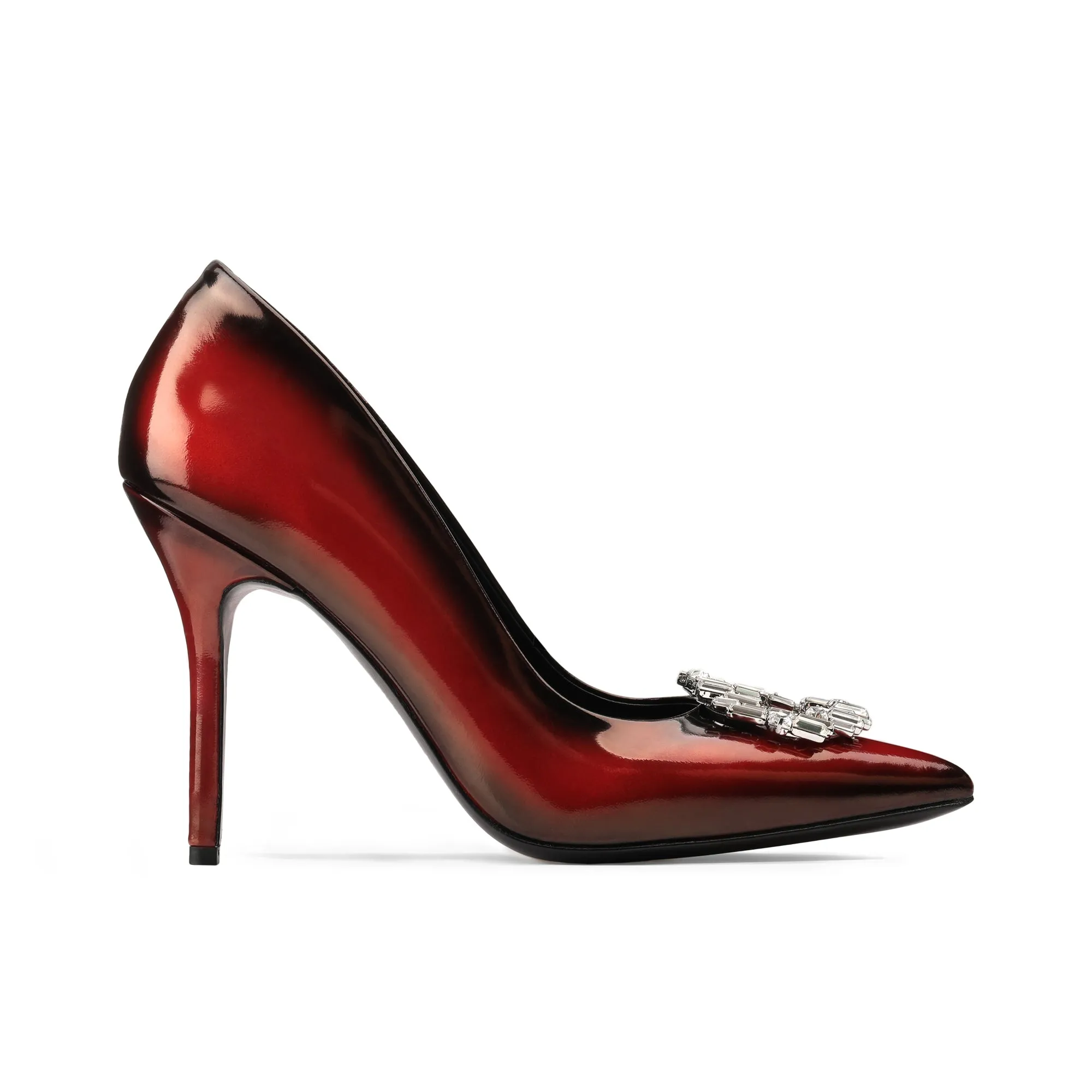 Women's Red & Black Patent Leather Pump Full White Casual Shoes