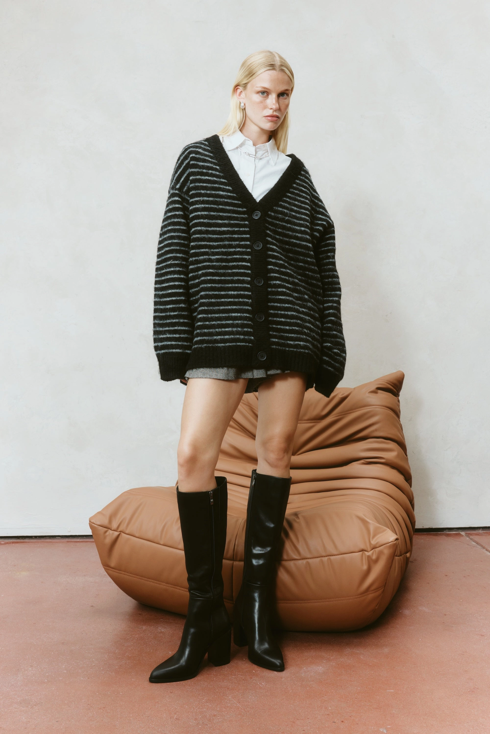 Ridley Long Boots - Black Leather Combat Boots With Platform