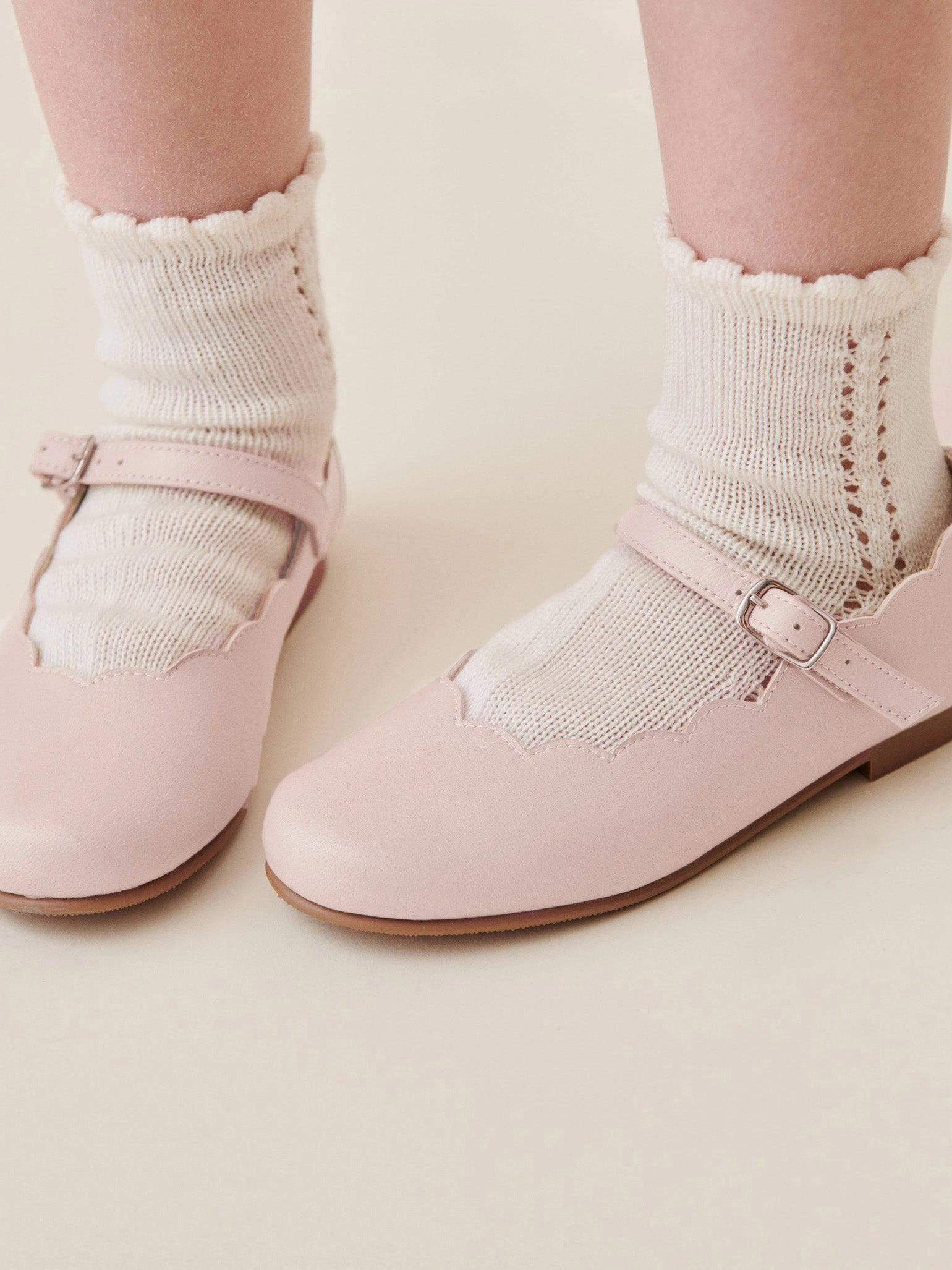Blush Leather Girl Scallop Mary Jane Shoes Best Casual Cycling Shoes