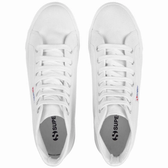 Superga scarpa sneakers alta da donna con zeppa 2705 Hi Top S3111MW 901 bianco Sneakers With Platform