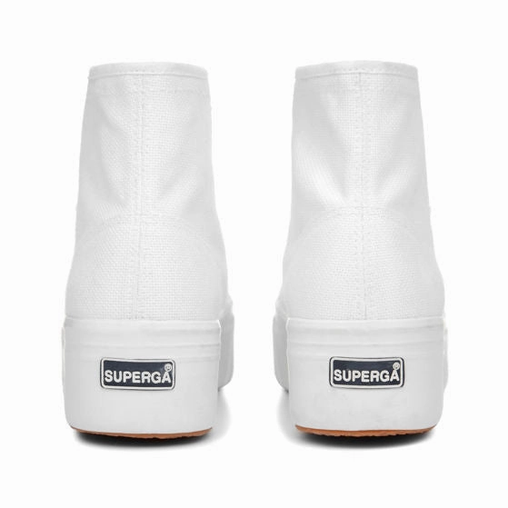 Superga scarpa sneakers alta da donna con zeppa 2705 Hi Top S3111MW 901 bianco Guess Sneakers