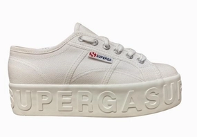 Superga sneakers con zeppa la donna Lettering 3D 2790 S71183W 901 bianco Silver Sneakers Certification