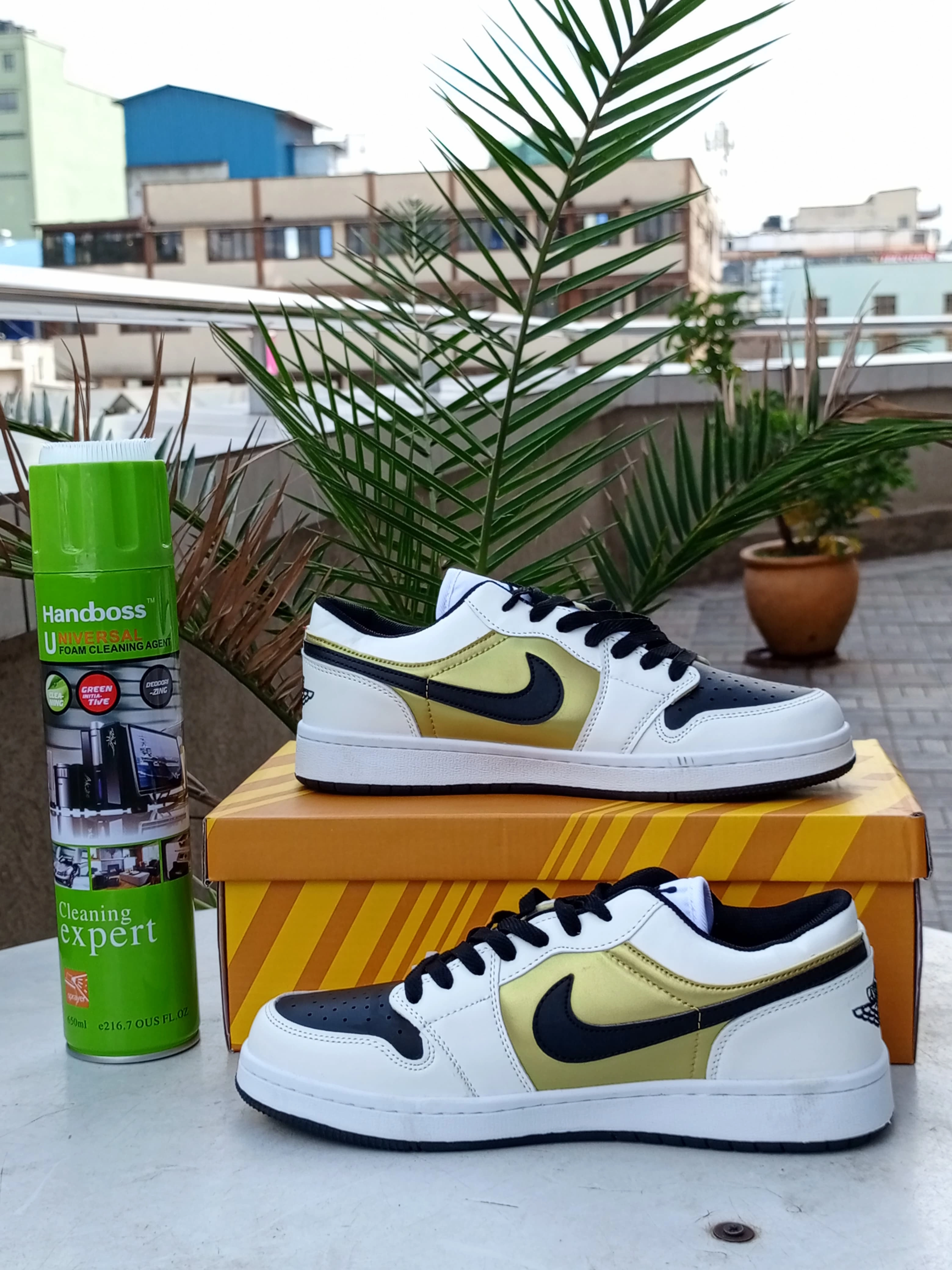 Air Jordan 1 Low  Sneakers - Black, White & Gold Euphoria Sneakers