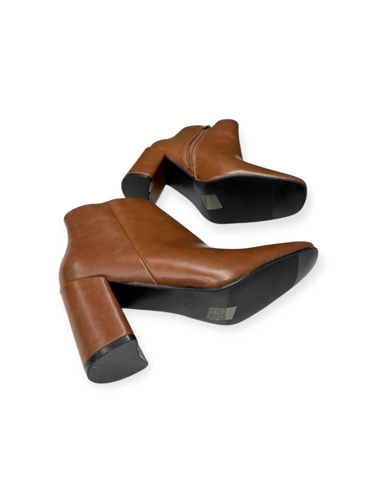 Grey Leather Boots Boots Ankle Heels By Shein In Brown, Size: 11