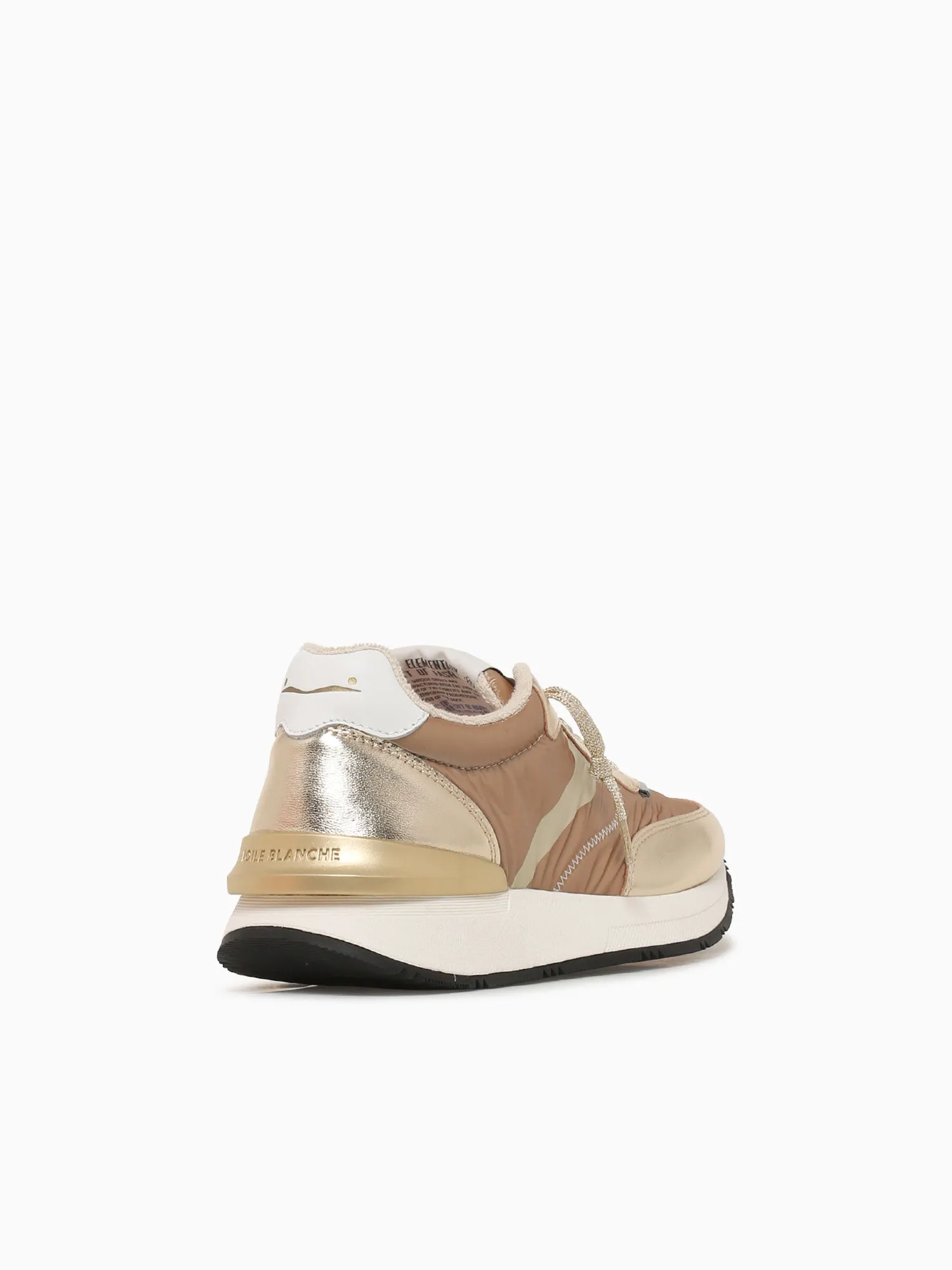 Casual Court Shoes Qwark Easy Gold Leather Nylon