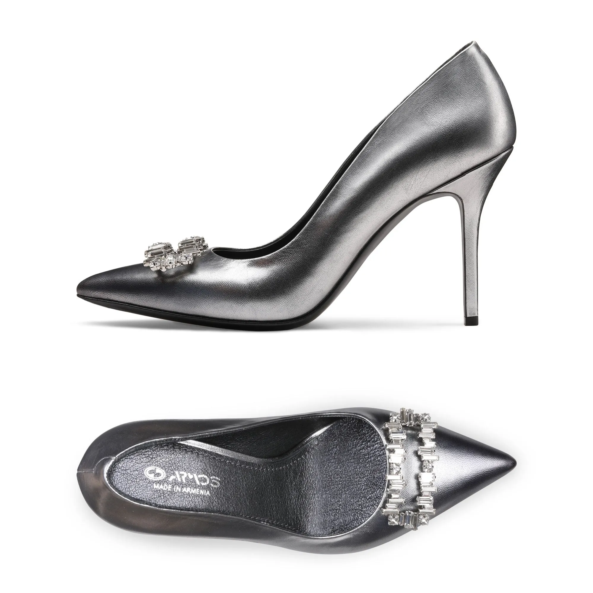 Casual Beach Wedding Shoes Women's Metallic Silver Leather Pump