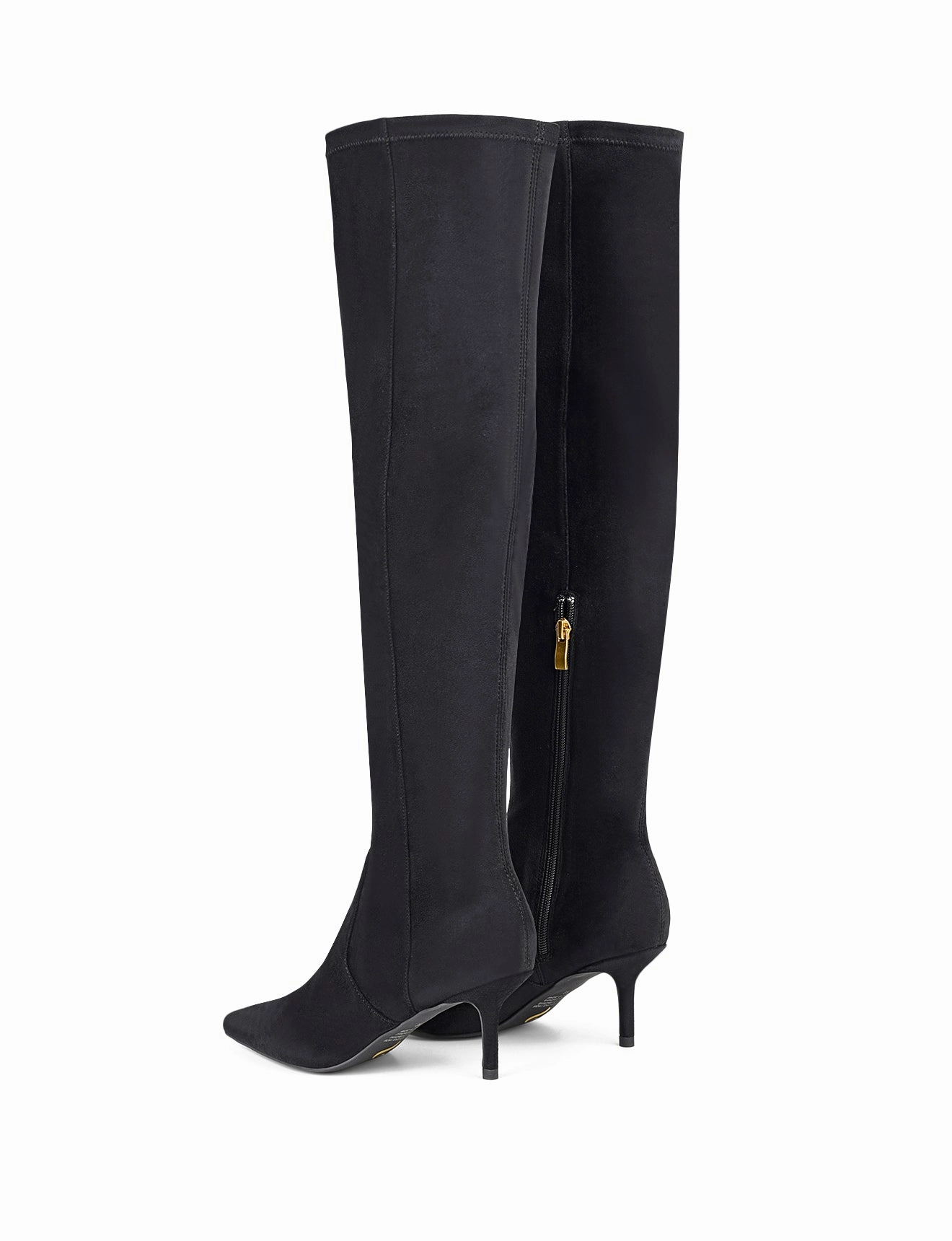 Apres Ski Boots Yonas Long Boots - Black Stretch Microsuede