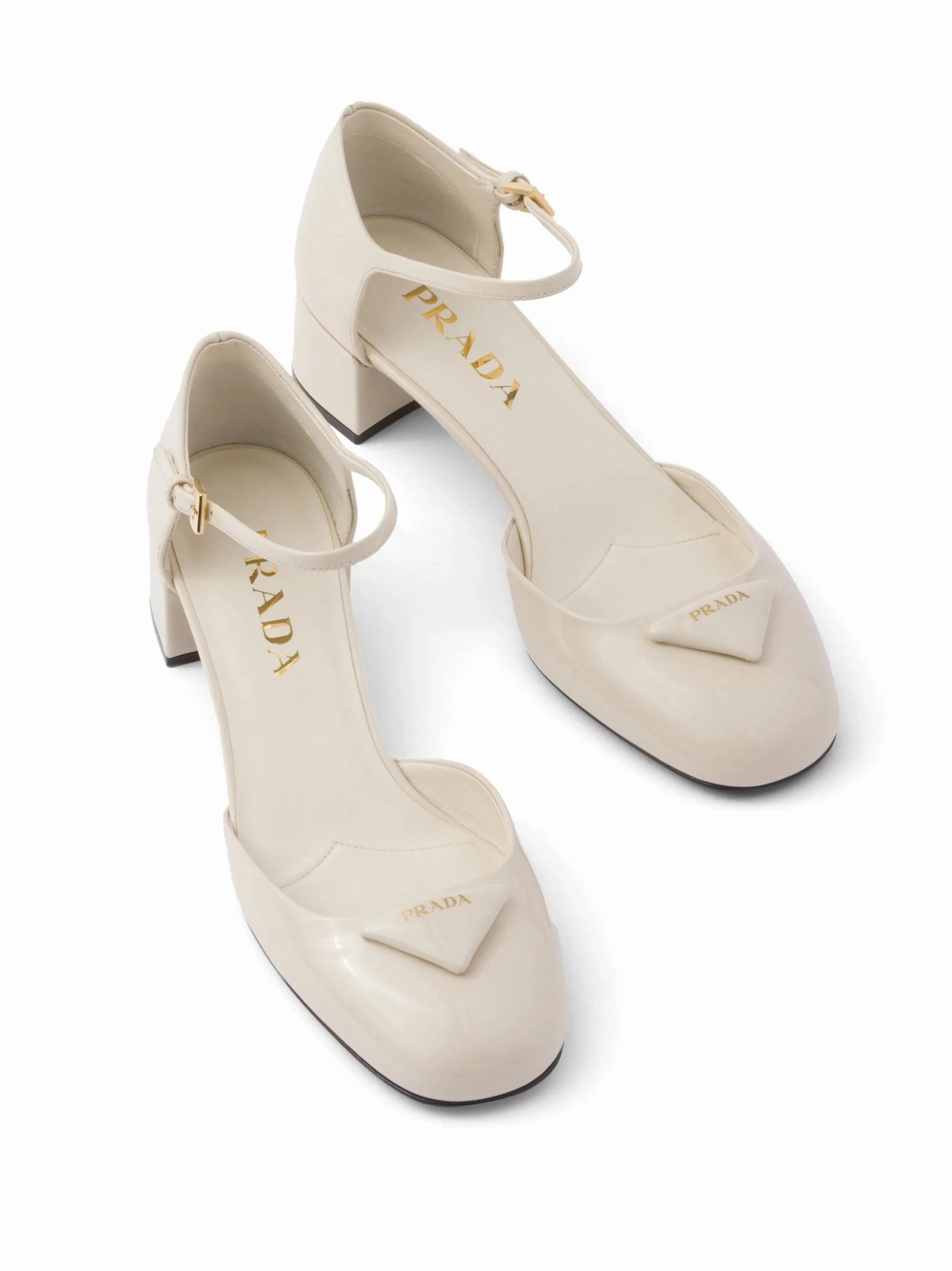 Suede Lace Up Shoes Casual 35mm triangle-logo patent-leather pumps