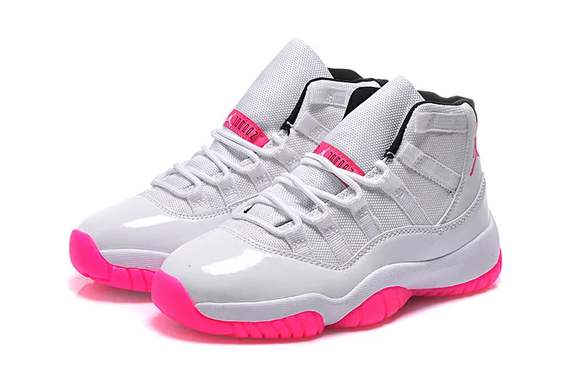Air Jordan 11 Low "Georgetown" Citrus Retro Women White Pink No Tie Laces For Sneakers