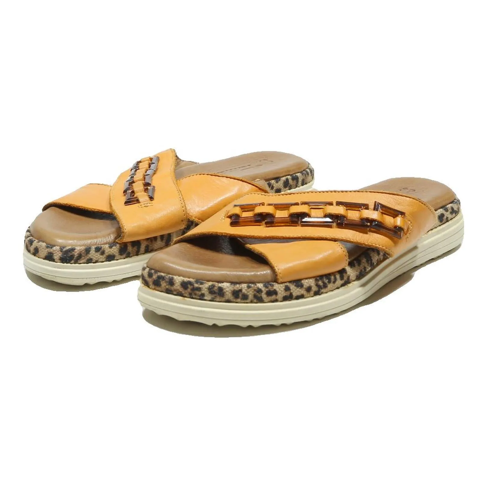 Gbg Los Angeles Sandals TAMARIS Womens Slider Sandals Yellow Leather UK 6 Casual Summer Footwear