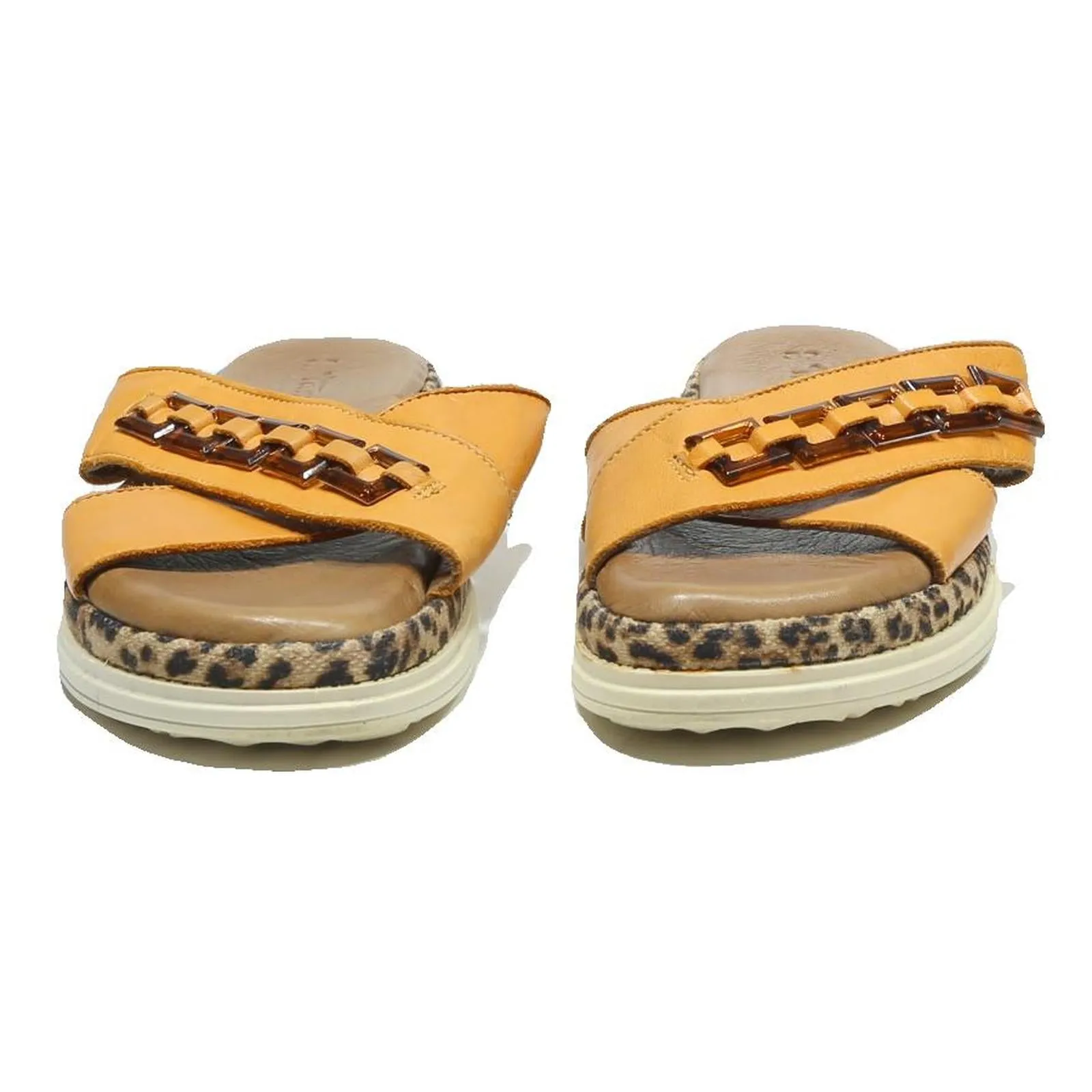 Summer Outdoor Beach Sports Closed-toe Sandals TAMARIS Womens Slider Sandals Yellow Leather UK 6 Casual Summer Footwear