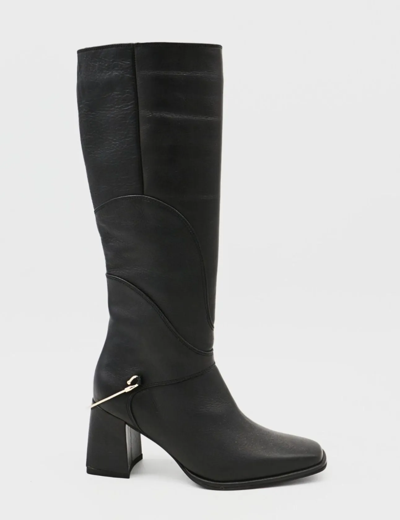 Tessa knee high boots in black leather womens shoes Jika Tabi Boots
