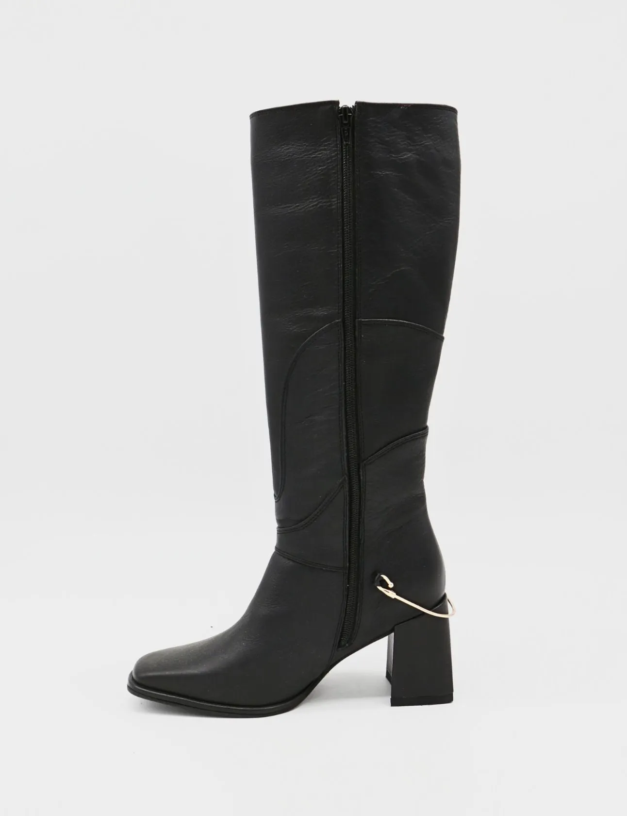 Leather Long Boots Tessa knee high boots in black leather womens shoes