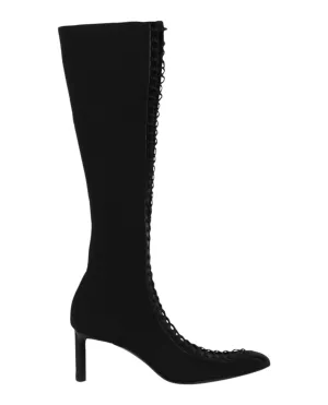 Dressy Cowboy Boots Lace-Up Knee-High Knit Boots
