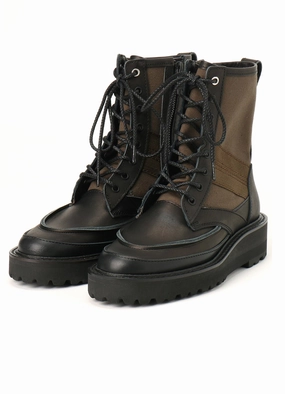 Chelsea Chunky Boots COTTON DUCK/LEATHER COMBINATION MILITARY BOOTS