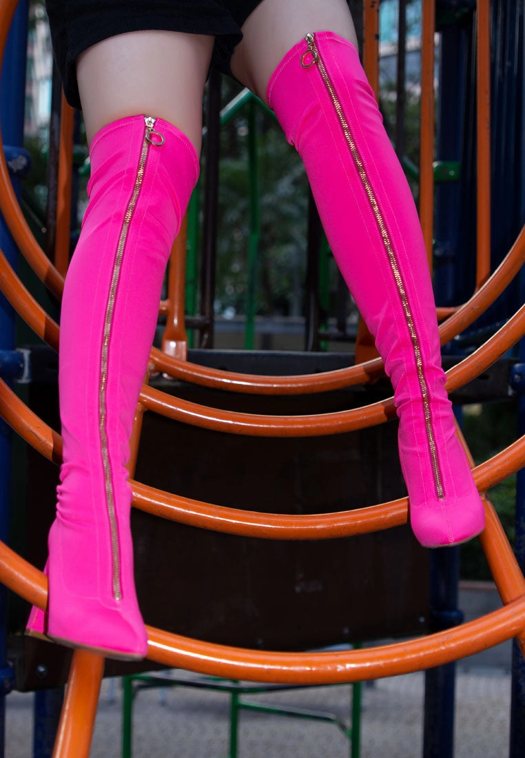 ronettes knee high stretch long boots Zipper Cowboy Boots